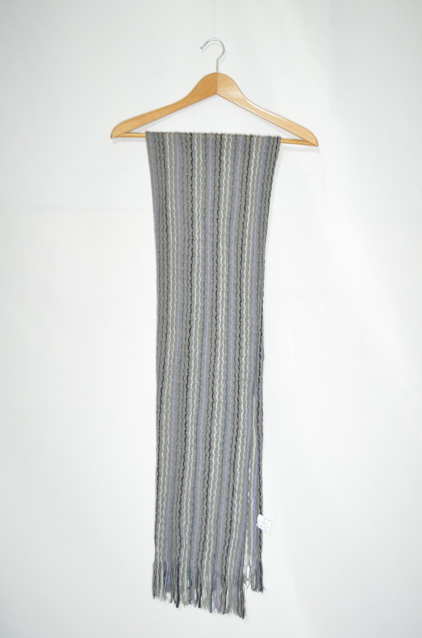 Grey Stripped Wool Scarf