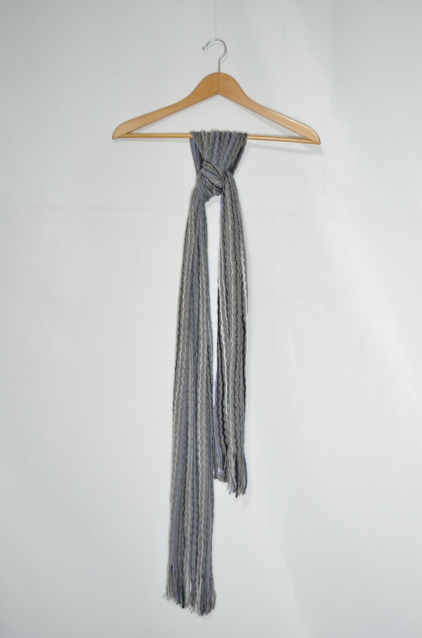 Grey Stripped Wool Scarf