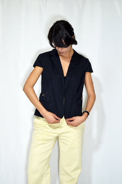 Black Vintage Short Sleeve Jacket