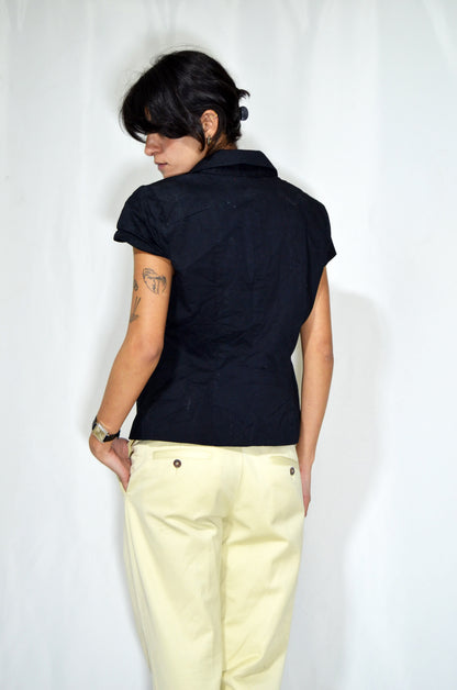 Black Vintage Short Sleeve Jacket