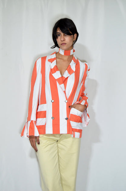 Orange & White Vintage Striped Jacket