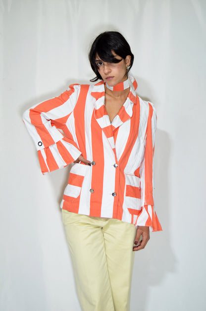 Orange & White Vintage Striped Jacket