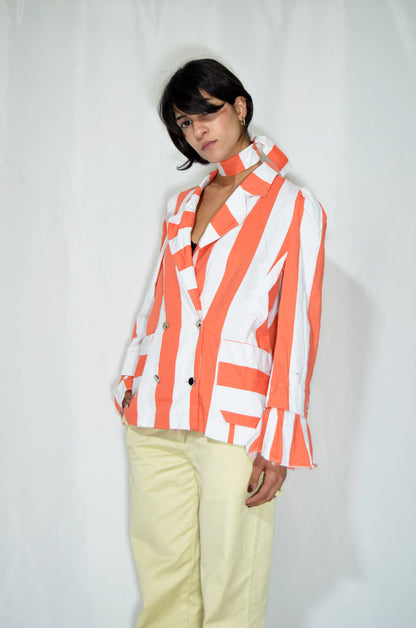 Orange & White Vintage Striped Jacket