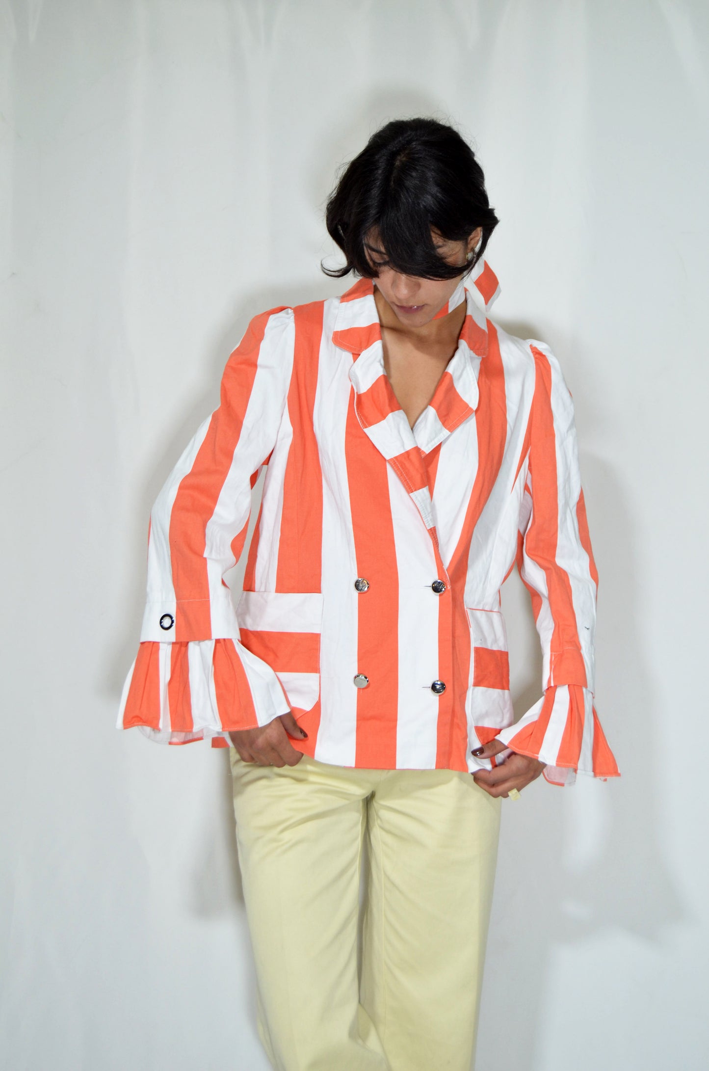 Orange & White Vintage Striped Jacket