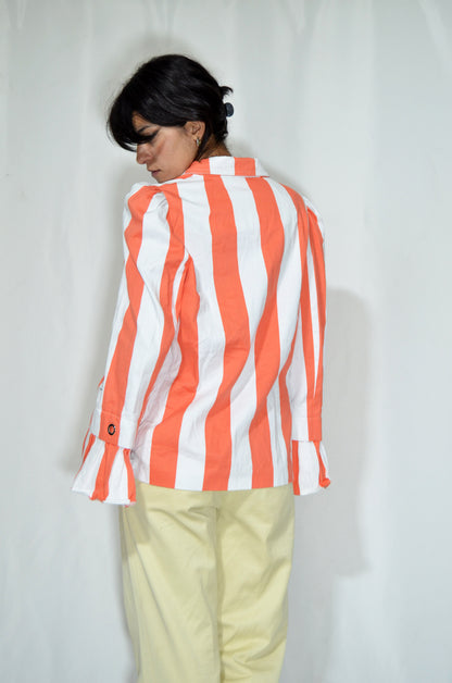 Orange & White Vintage Striped Jacket