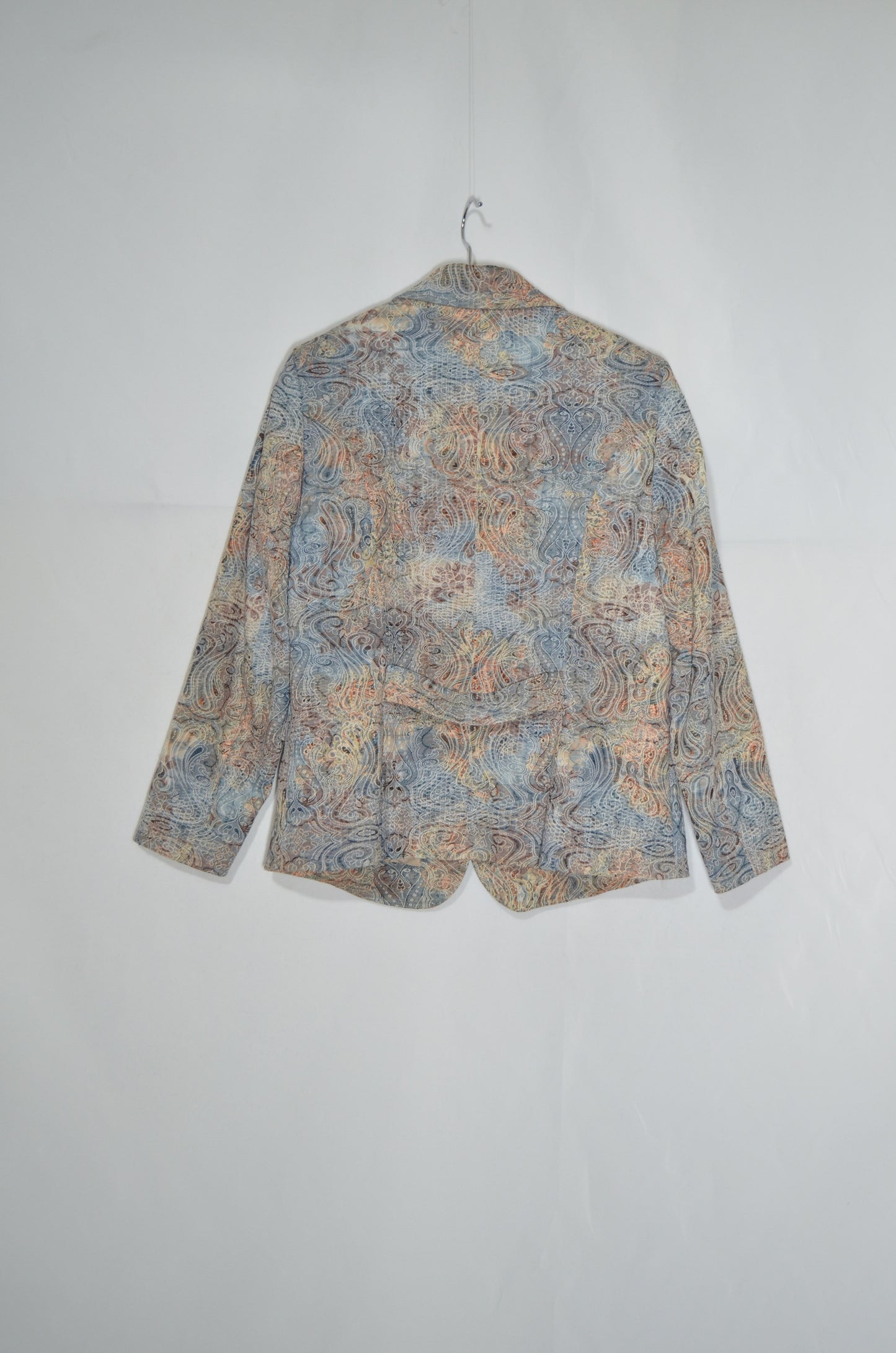 Blue & Beige Patterned Tailored Jacket