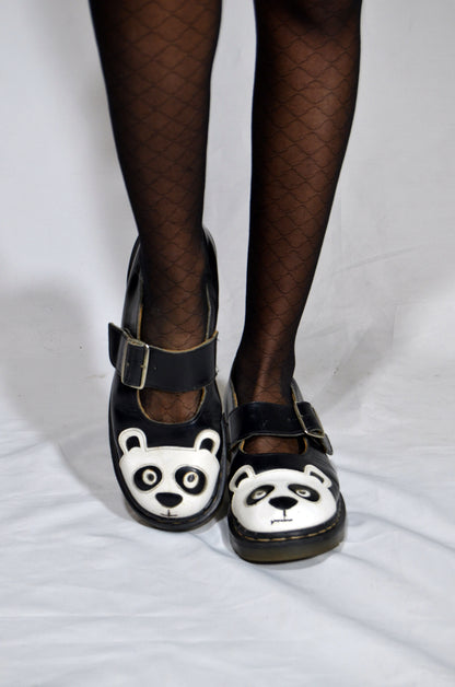 "Tredair" Black & White Leather Vintage panda Mary Janes Shoes