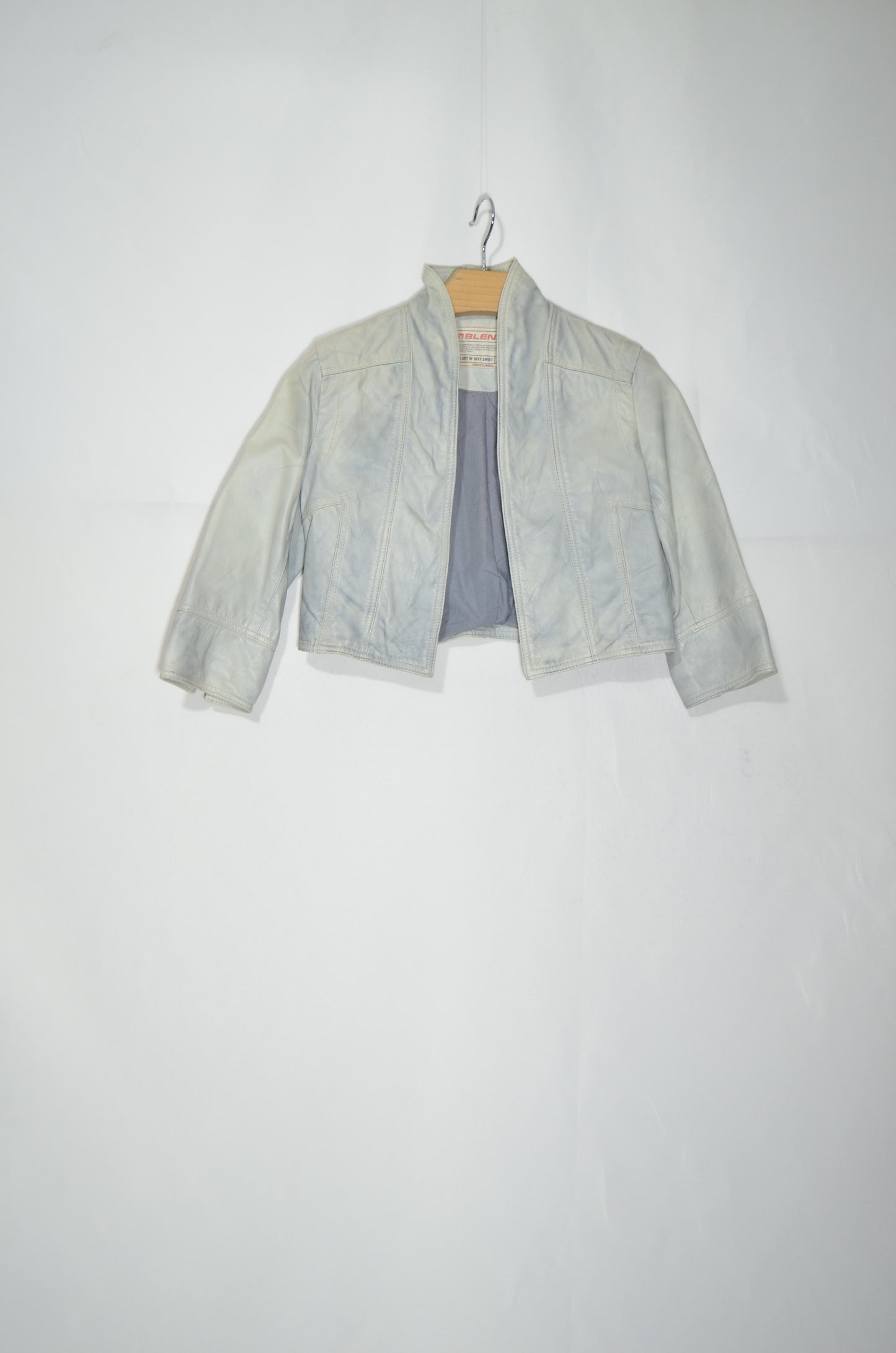 Grey Genuine Leather Bolero Jacket