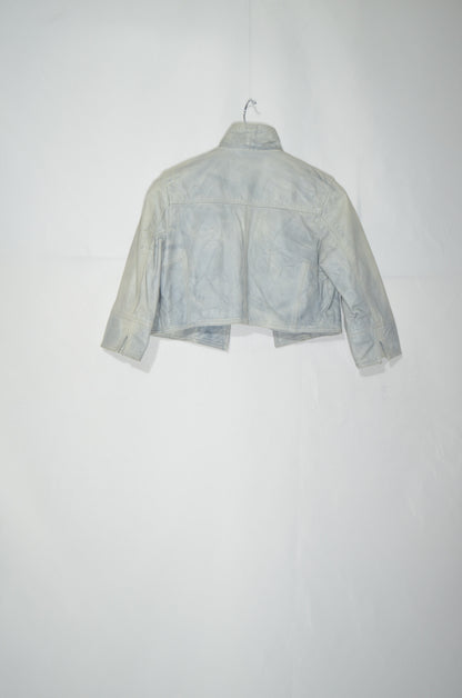 Grey Genuine Leather Bolero Jacket