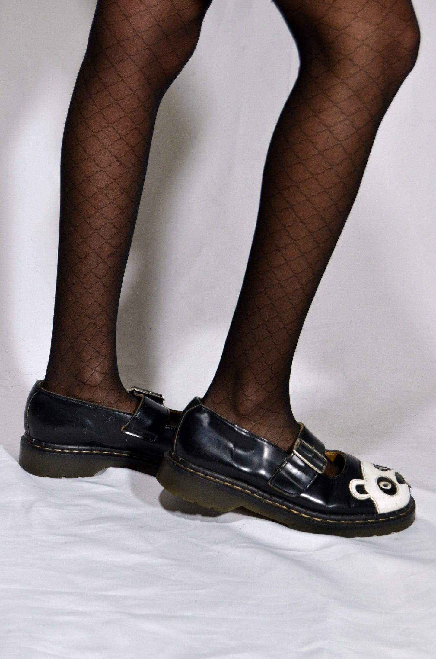 "Tredair" Black & White Leather Vintage panda Mary Janes Shoes