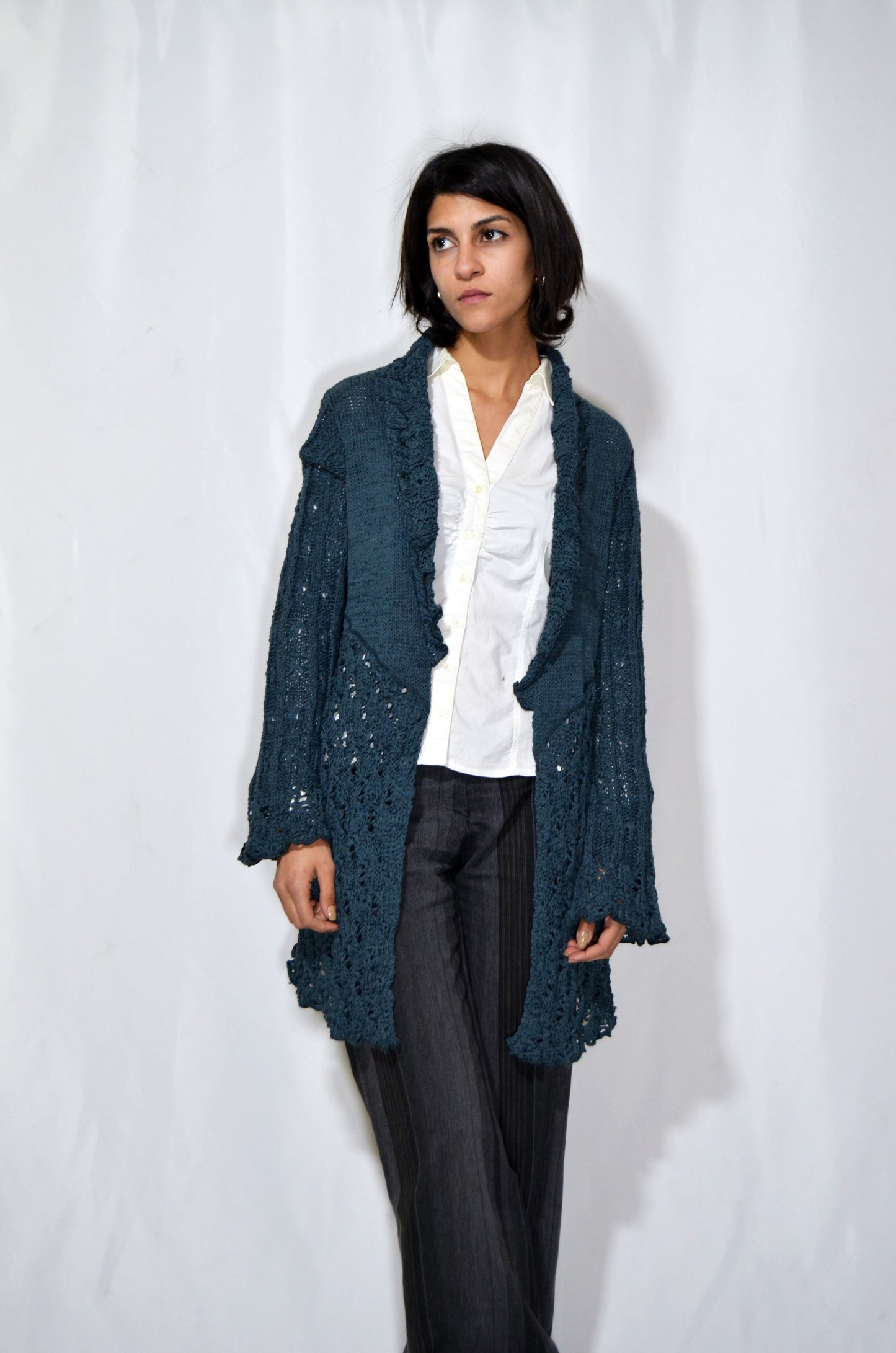 Blue Mercerized Vintage Cardigan