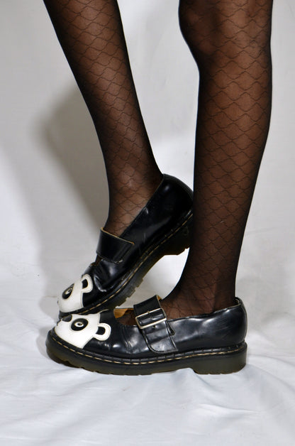 "Tredair" Black & White Leather Vintage panda Mary Janes Shoes