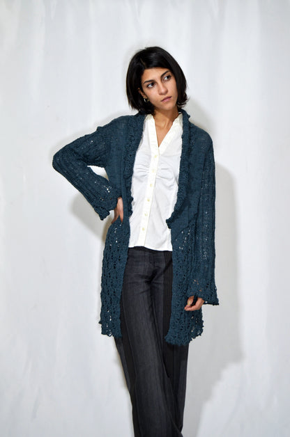 Blue Mercerized Vintage Cardigan