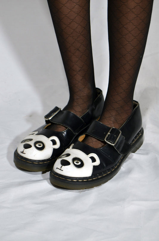 "Tredair" Black & White Leather Vintage panda Mary Janes Shoes