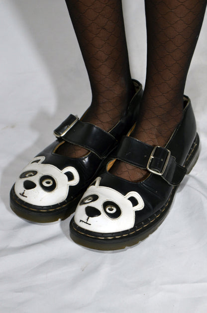 "Tredair" Black & White Leather Vintage panda Mary Janes Shoes