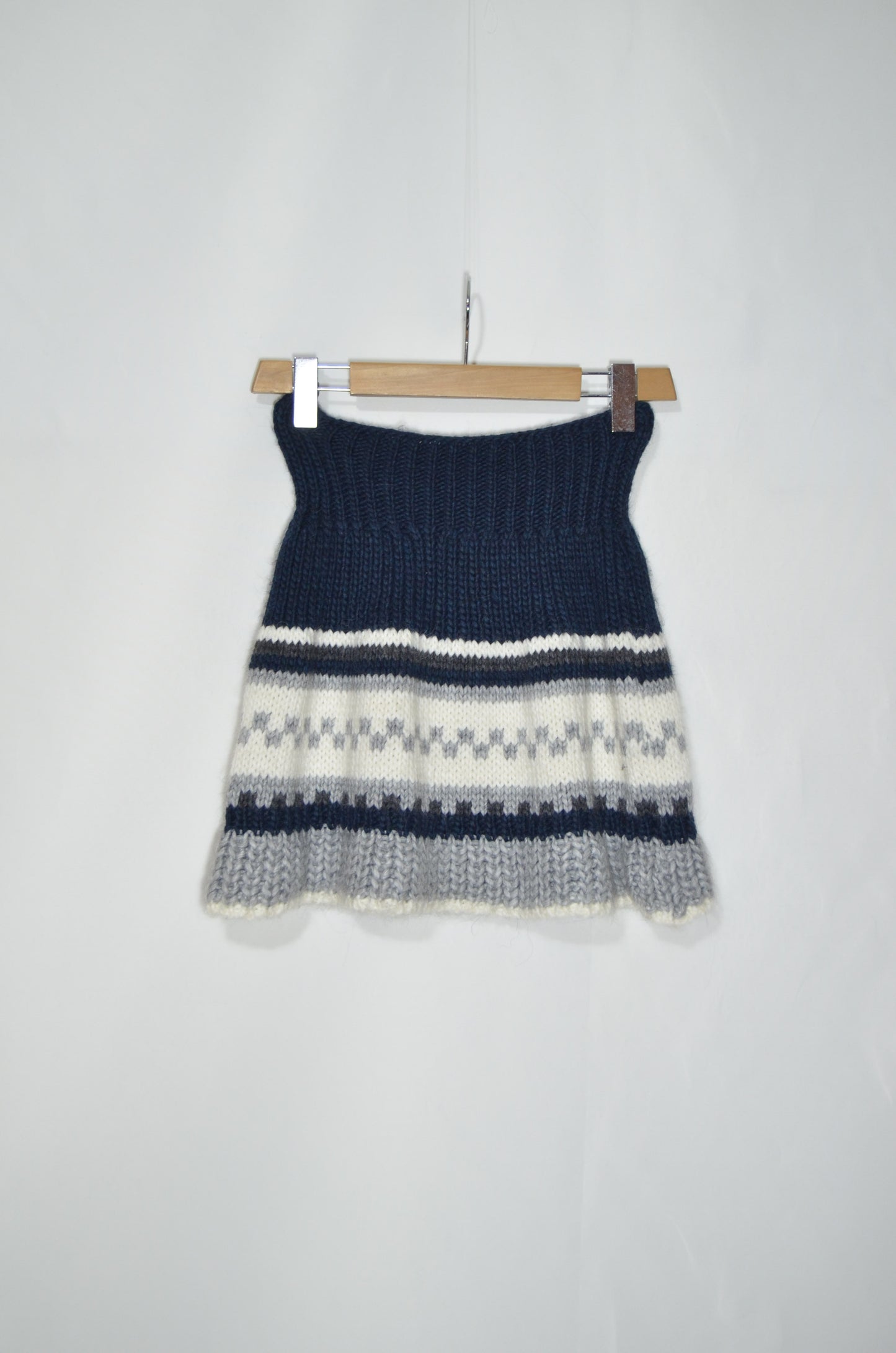 Blue & White Wool Mini Skirt