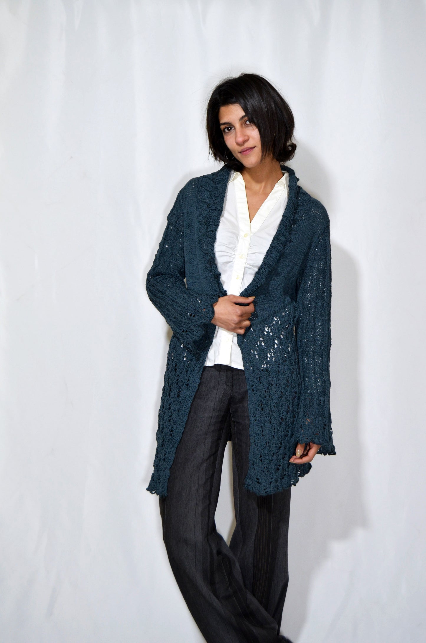 Blue Mercerized Vintage Cardigan