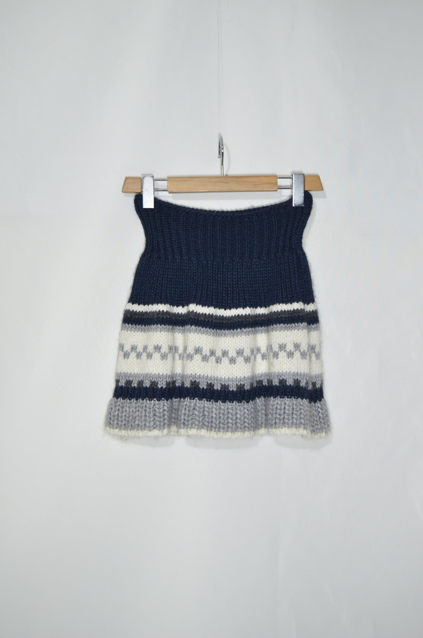 Blue & White Wool Mini Skirt