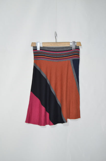 Colorful Asymmetrical Wool Midi Skirt