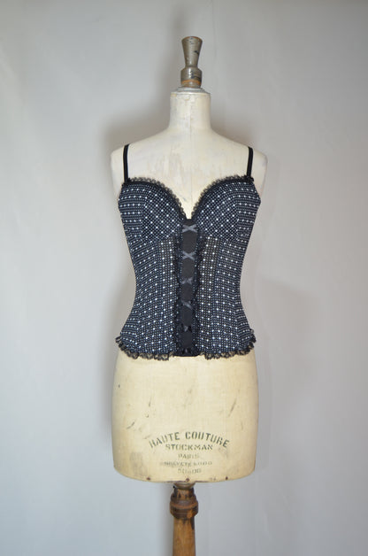 Black Dotted Fitted Corset