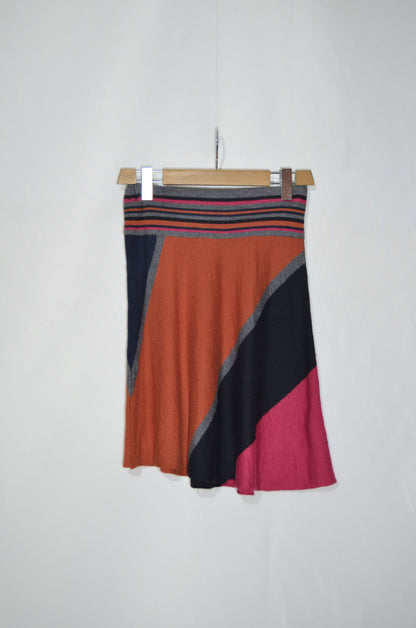 Colorful Asymmetrical Wool Midi Skirt