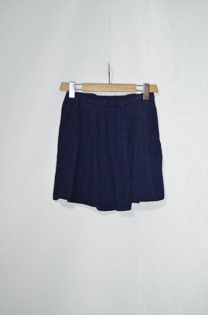 Navy Blue Corduroy Mini Skirt