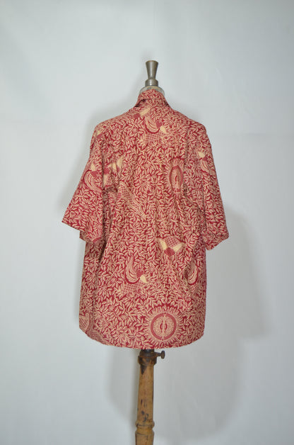 Red Patterned 100% cotton Cardigan