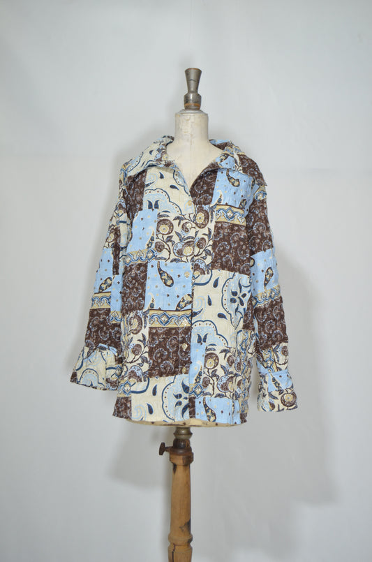 Brown & Blue Patterned Light Shirt