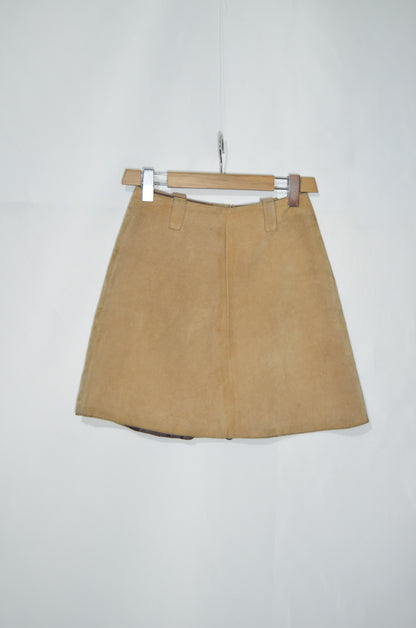 Beige Suede Mini Skirt