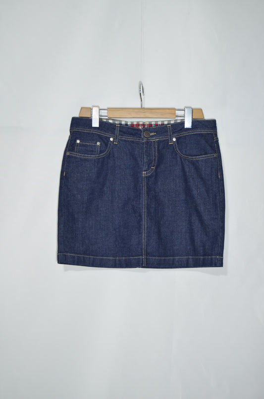 Navy Blue Denim Mini Skirt