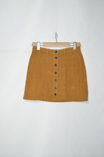 Beige Corduroy Mini Skirt