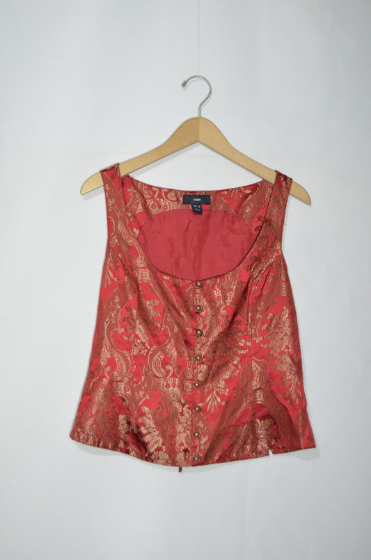 Red Chinese Patterned Gilet