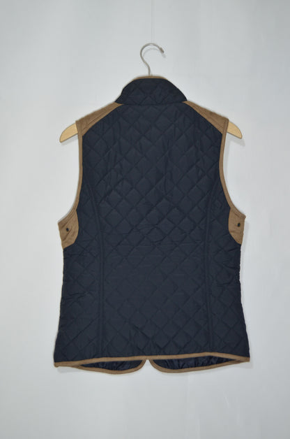 Navy Blue Gilet with Beige Suede Details