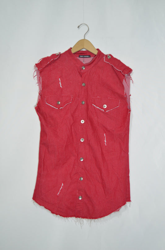 Red Denim Gilet