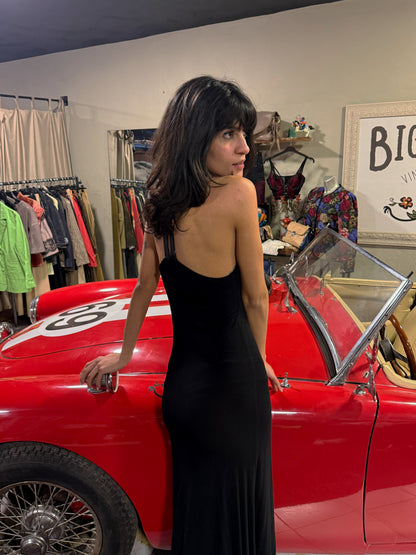 Vintage Leather Strap Maxi Dress