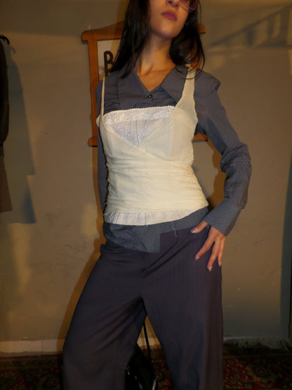 Draped Shimmery Cream Corset