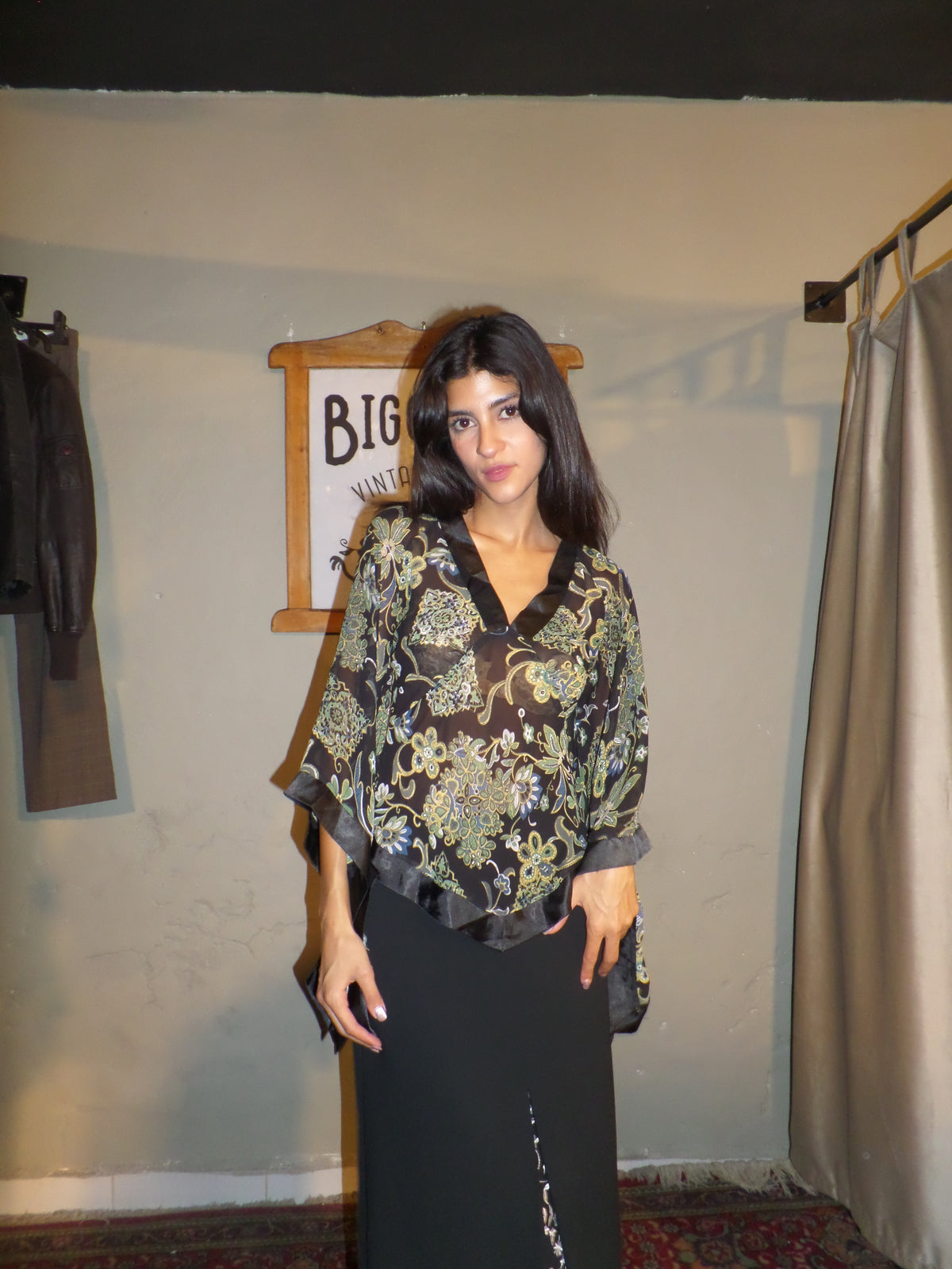 Flowy Patterned Long Sleeve Top
