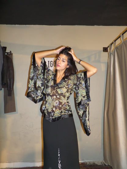 Flowy Patterned Long Sleeve Top