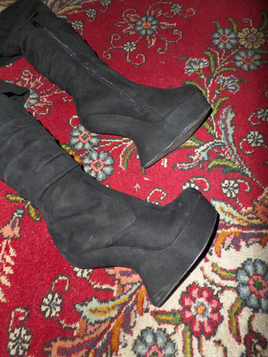 Faux-suede Cantilever Wedge Boots