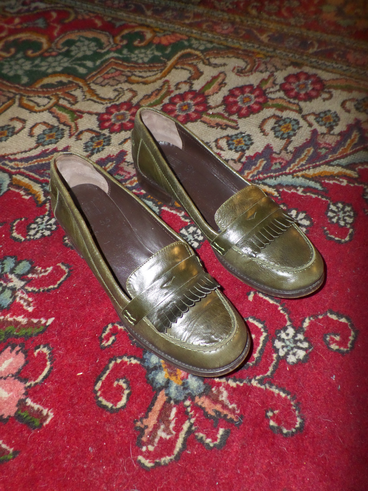 Olive Leather Loafers
