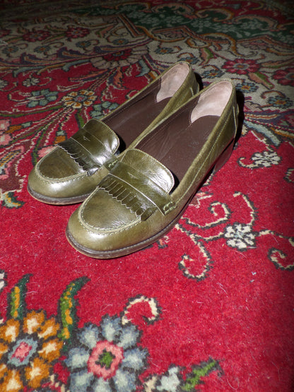 Olive Leather Loafers