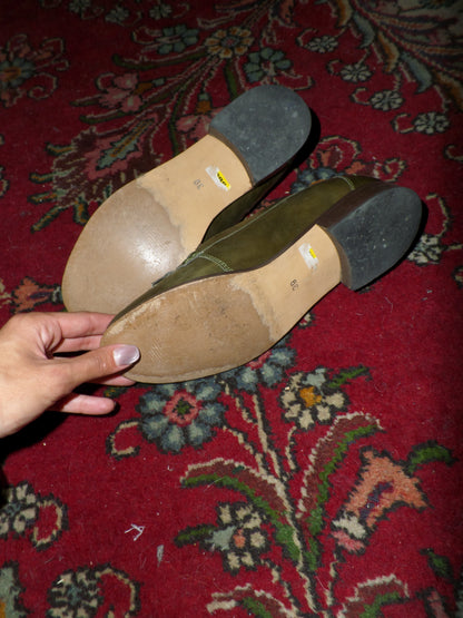 Olive Leather Loafers