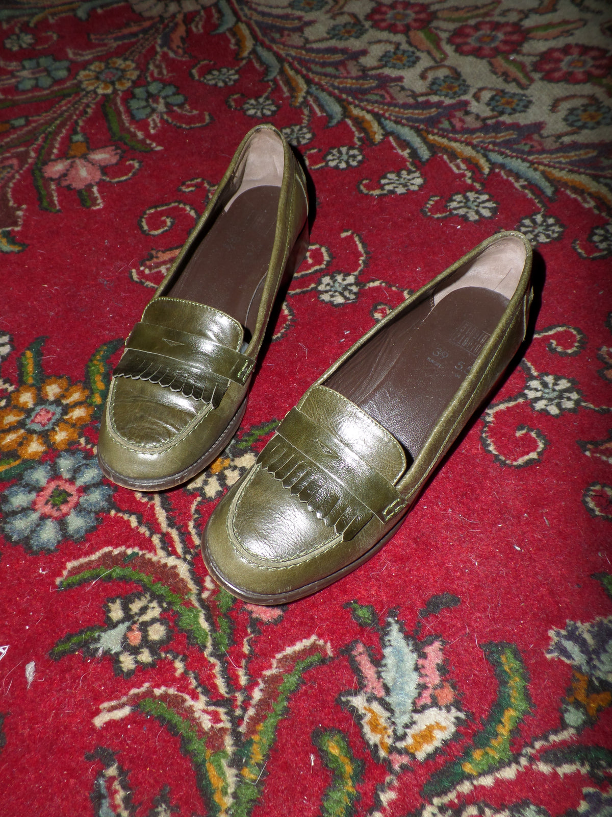 Olive Leather Loafers