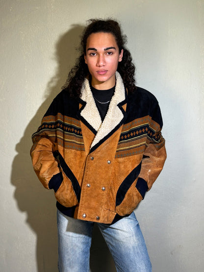 Berto Lucci Shearling-Lined Suede Jacket