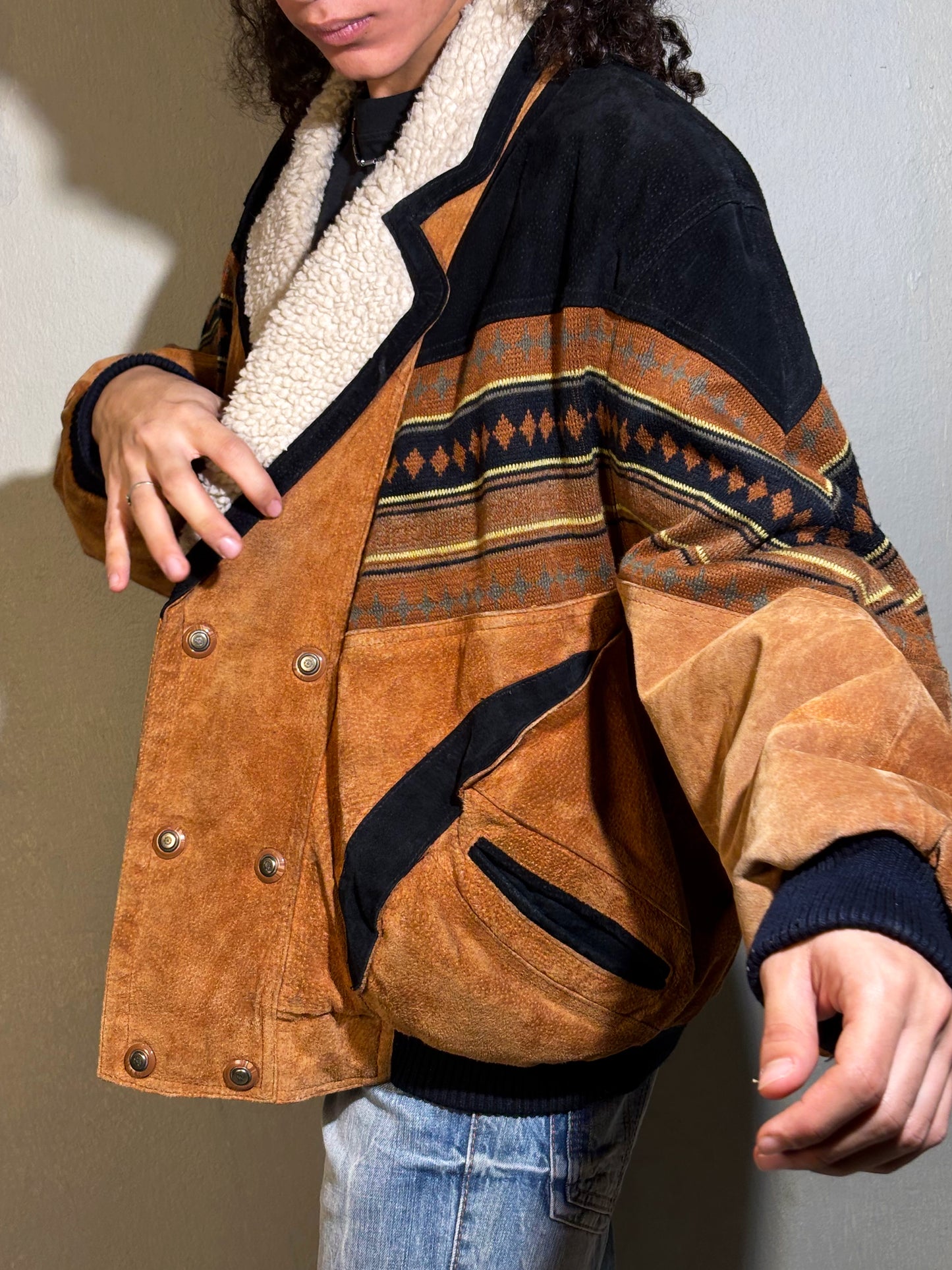 Berto Lucci Shearling-Lined Suede Jacket