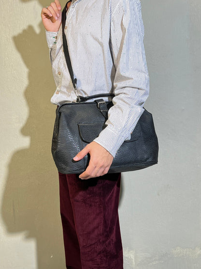 Structured Genuine Leather Travel Bag