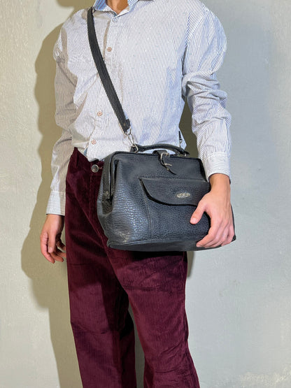 Structured Genuine Leather Travel Bag