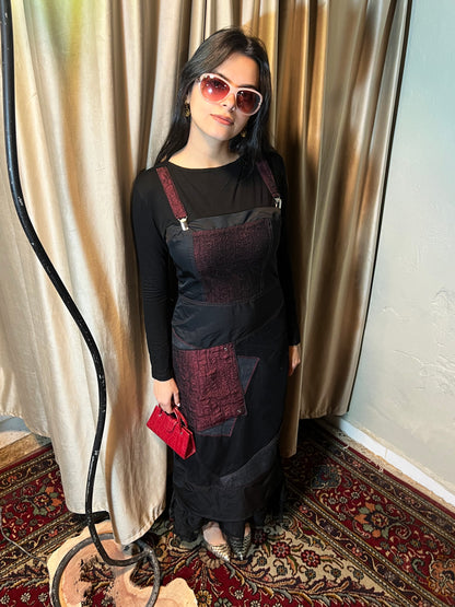 Black Patchwork Maxi Dress