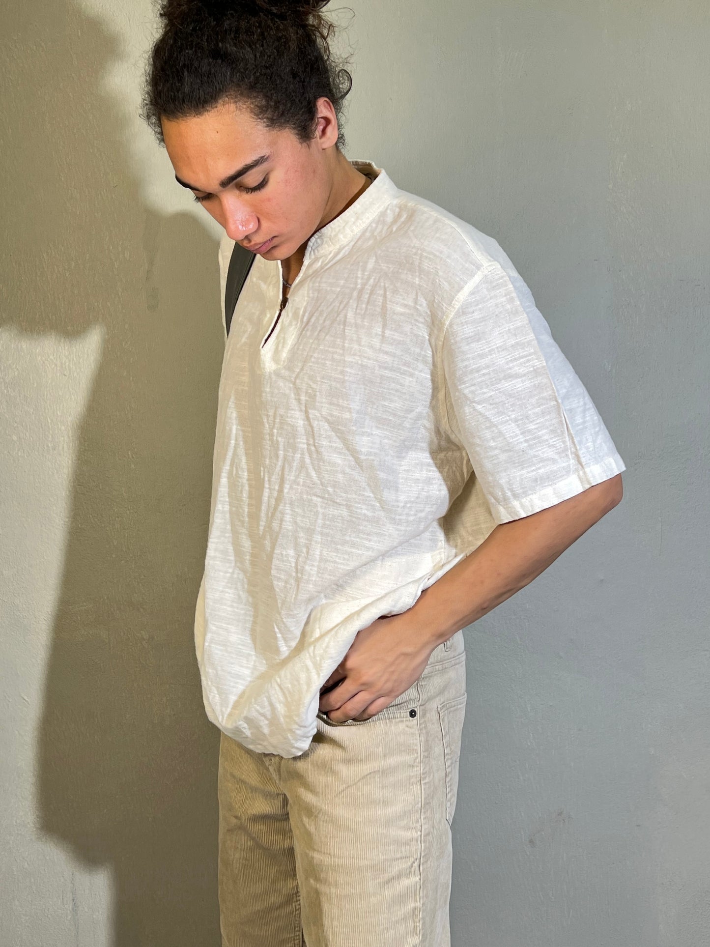 Textured Linen Popover Shirt