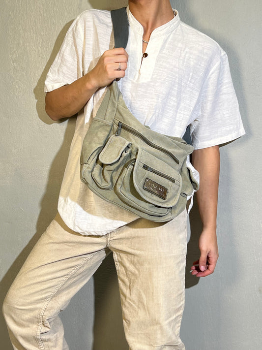 Washed Canvas Utility Messenger Bag